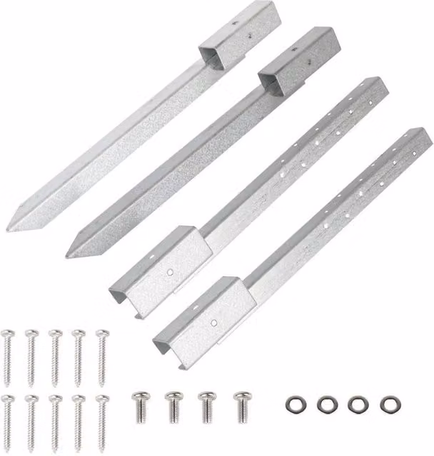 FLAVORA Heavy Duty Metal Fence Post Repair Kit Stake Anchor in Silver, Height: 120 cm, Width: 300 cm