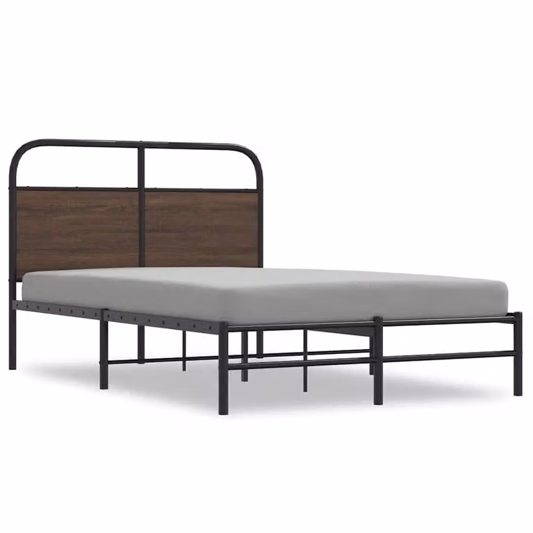 Berkfield Home Small Double Bed Frame in Brown Oak, W/D/H: 120 x 200 cm