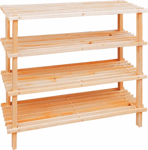 Orsina 4 Tier Rubberwood Shoe Rack in Brown