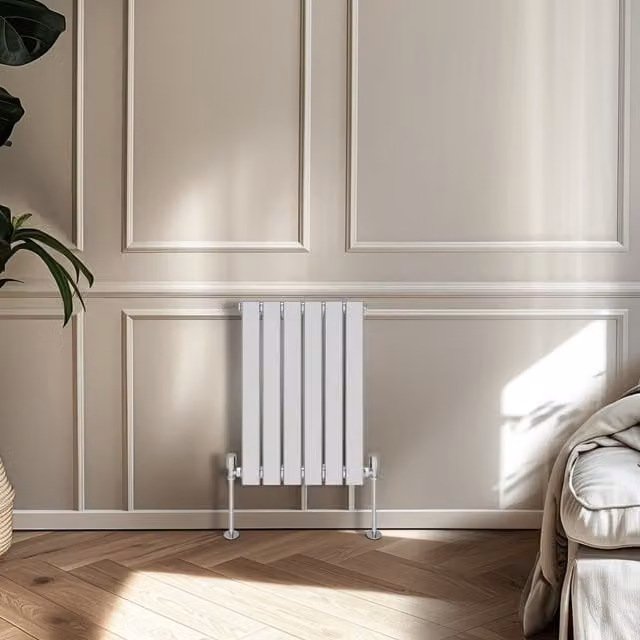 Flat Panel Horizontal Single Panel Radiator in Chrome, Height: 600 mm, Width: 40.8 cm