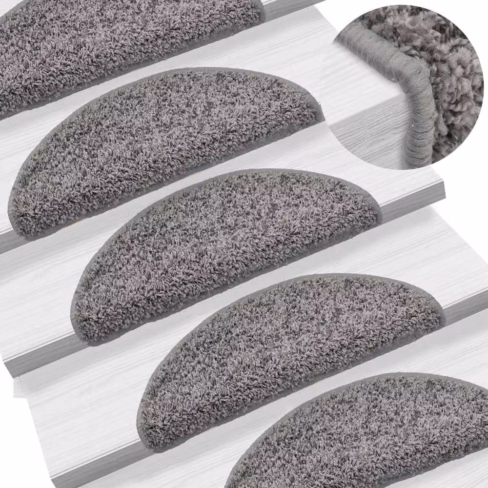Berkfield Home Self-Adhesive Stair Mats, 10 Pack, Grey, W: 56 cm, D: 17 cm, H: 3 cm – 2