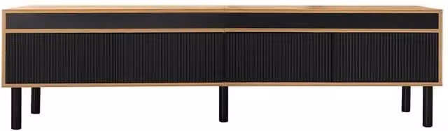 KORVIXA Mid Century Modern 4 Door TV Unit Cabinet in Black W/D/H: 100 x 100 x 100 cm