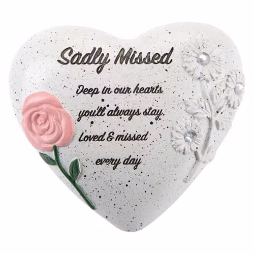 VFM e-Store Memorial Floral Heart Ornament in Grey and White, W/D/H: 16 x 14 x 7 cm – 1