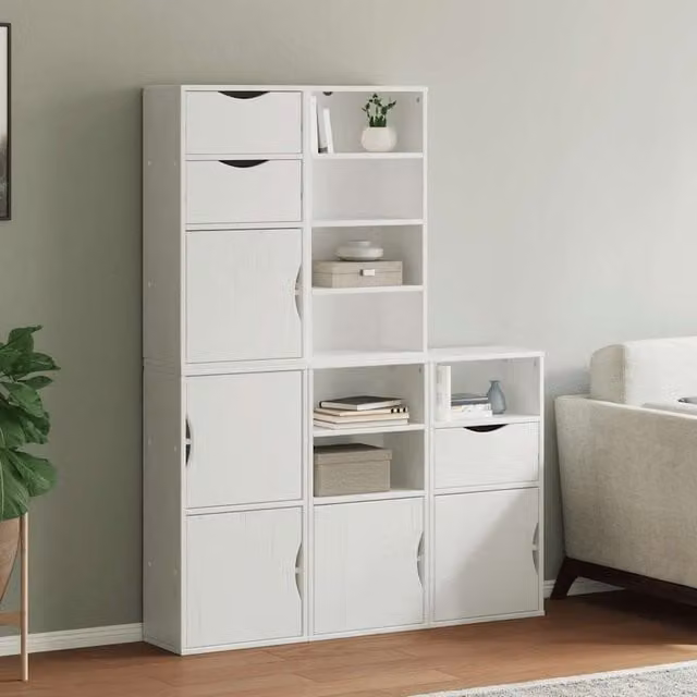 Berkfield Home ODDA Side Cabinets, 5 Piece Set in White Solid Wood Pine, W/D/H: 40 x 24 x 79 cm – 1