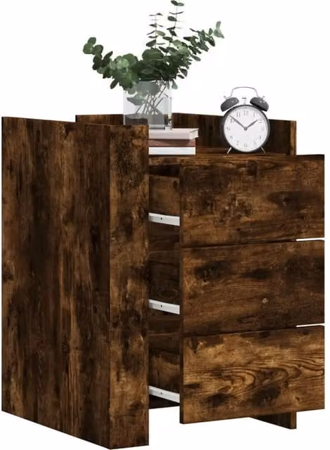 Berkfield Home Bedside Cabinet in Smoked Oak Brown, W/D/H: 45 x 50 x 65 cm – 1