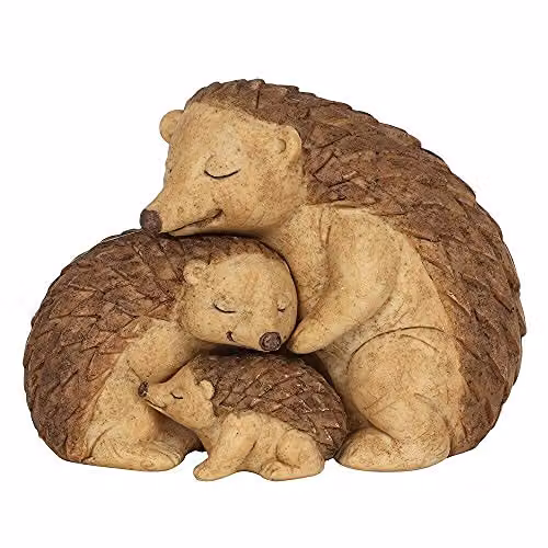 Something Different Brown Hedgehog Family Ornament, Rustic Tabletop Decor, H: 8 cm x W: 11 cm