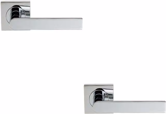 Loops 2x Pair Flat Rectangular Bar Lever on Square Rose with Concealed Fix, Polished Chrome