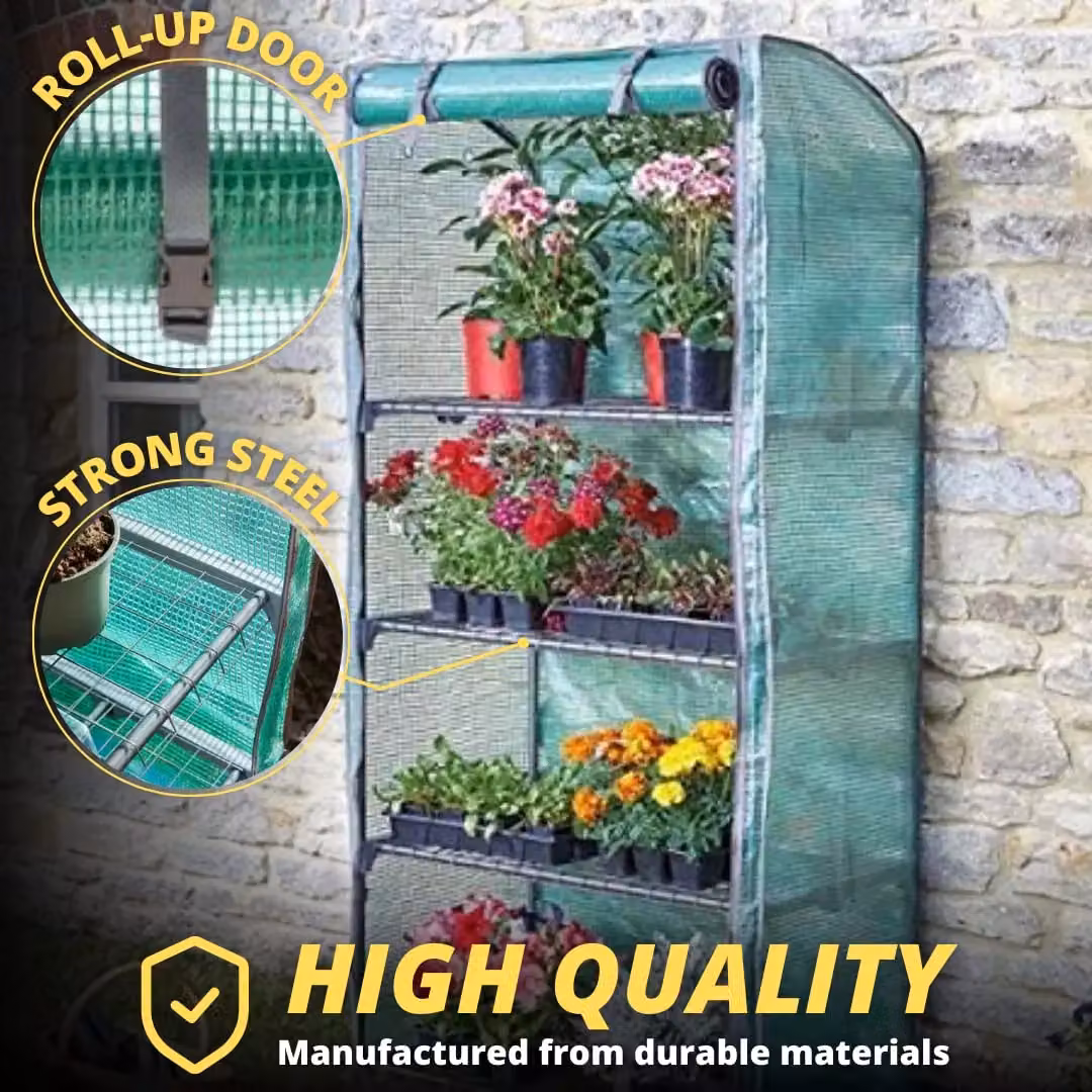 Marco Paul Green Freestanding Curved Garden Greenhouse with 4 Shelves, H 170 cm x W 136 cm x D 80 cm – 3