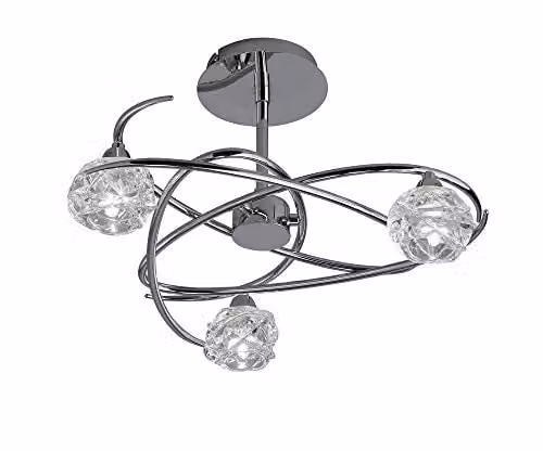 Mantra Iluminación Maremagnum 3 Light Modern Ceiling Light in Polished Chrome and Silver