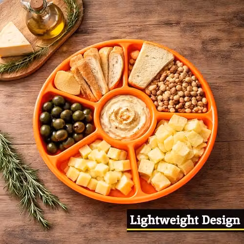 Orsina Six Section Snack and Dip Dish in Orange Plastic – 3