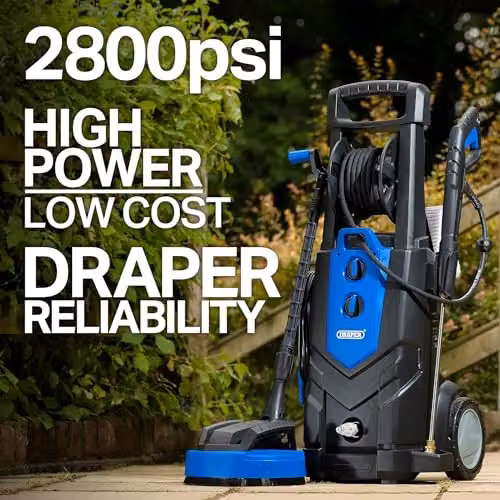 Draper PW2500 Electric Pressure Washer with Heavy Duty Patio Cleaner, Blue and Black – 2