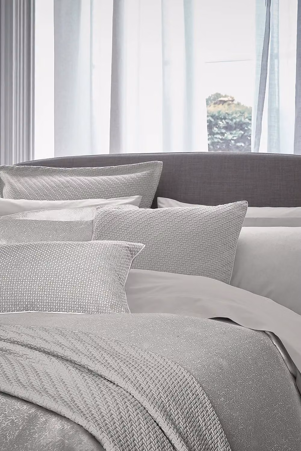 Bedeck of Belfast 1951 Tahra Cotton Sateen Cushion in Silver, W: 60 cm, H: 40 cm