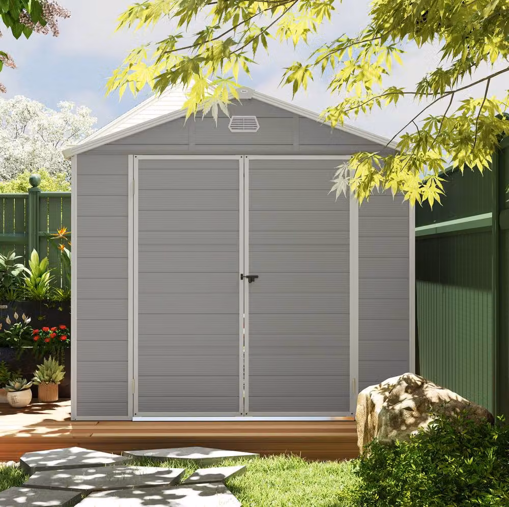 STILVORA Galvanised Steel Garden Storage Shed in Grey, W: 228 cm, D: 190 cm, H: 190 cm – 2