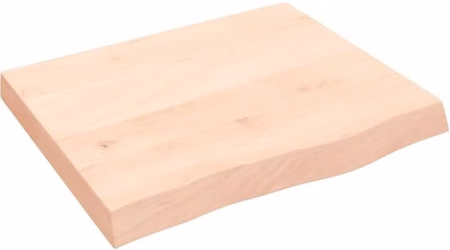 Berkfield Home Table Top in Untreated Solid Light Oak, W: 60 cm, D: 50 cm, H: 2-6 cm