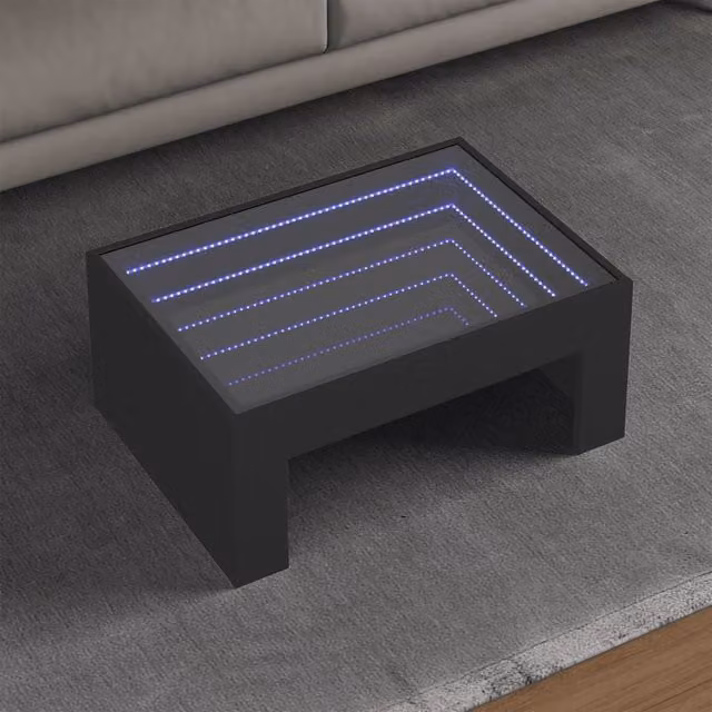 Berkfield Home Infinity LED Coffee Table in Black, W/D/H: 70 x 50 x 30 cm – 1