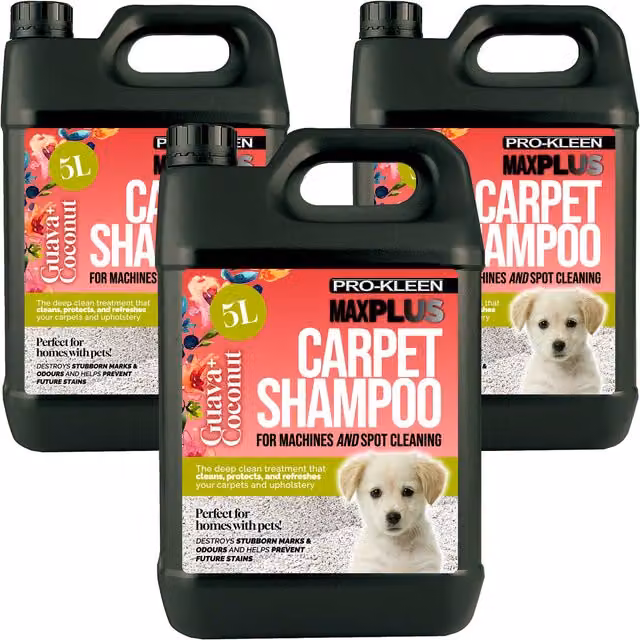 MAXPLUS Premium Carpet Shampoo for Homes with Pets, Guava Coconut, Black, 15kg