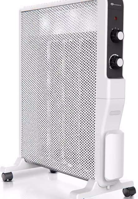PureMate 2000W White Freestanding Mica Panel Space Heater