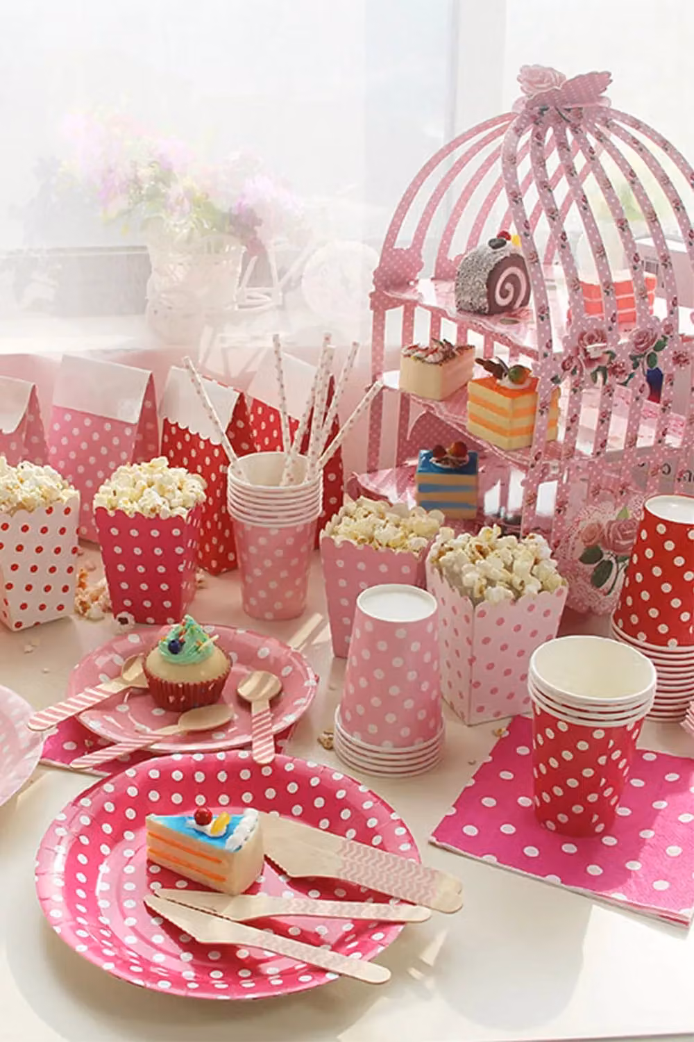 Neel Blue 3 Tier Vintage Birdcage Cupcake Stand and Dessert Tower in Pink and Blue – 4