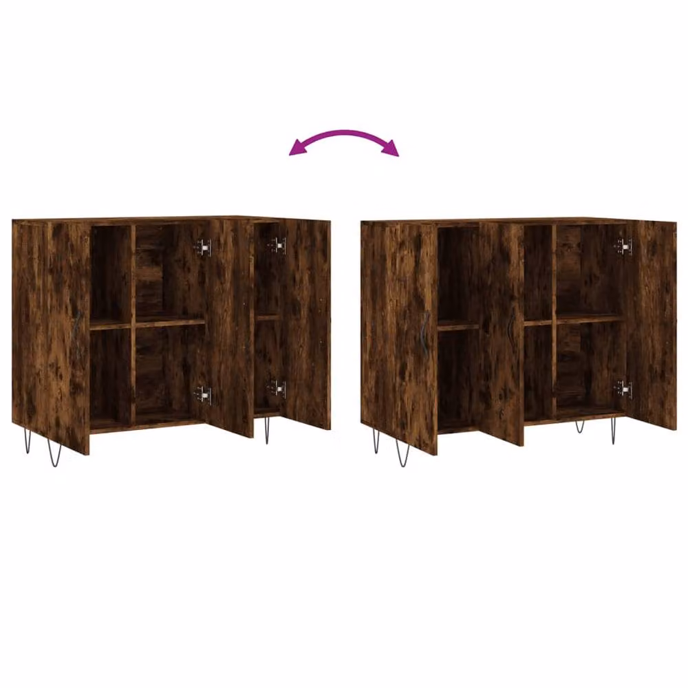 Berkfield Home Smoked Oak Sideboard in Brown, W/D/H: 90 x 34 x 80 cm – 6