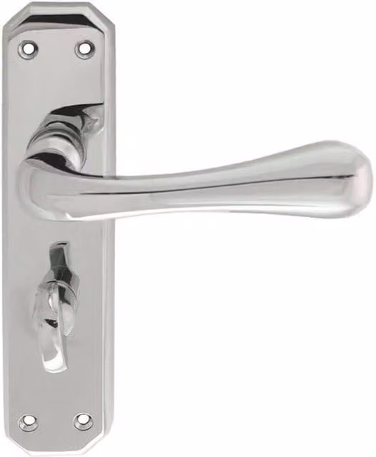 Loops Pair Heavy Duty Lever on Angular Bathroom Backplate in Polished Chrome, W: 180 mm x H: 40 mm