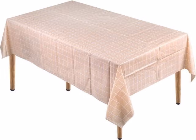 Neel Blue Checked PVC Rectangular Tablecloth in Blue and Beige, W: 137 cm, L: 180 cm
