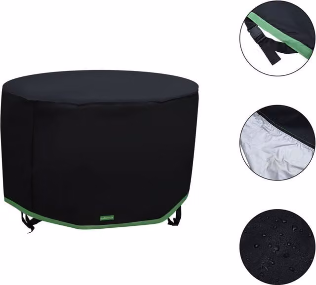 Gardenista Water-Repellent Round Table Garden Furniture Cover in Black and Silver Polyester