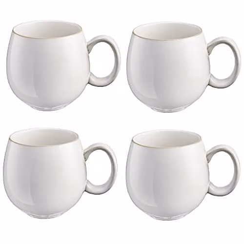 Cooks Professional Set of 4 Nordic Stoneware Mugs, White, 490ml per Mug – 1