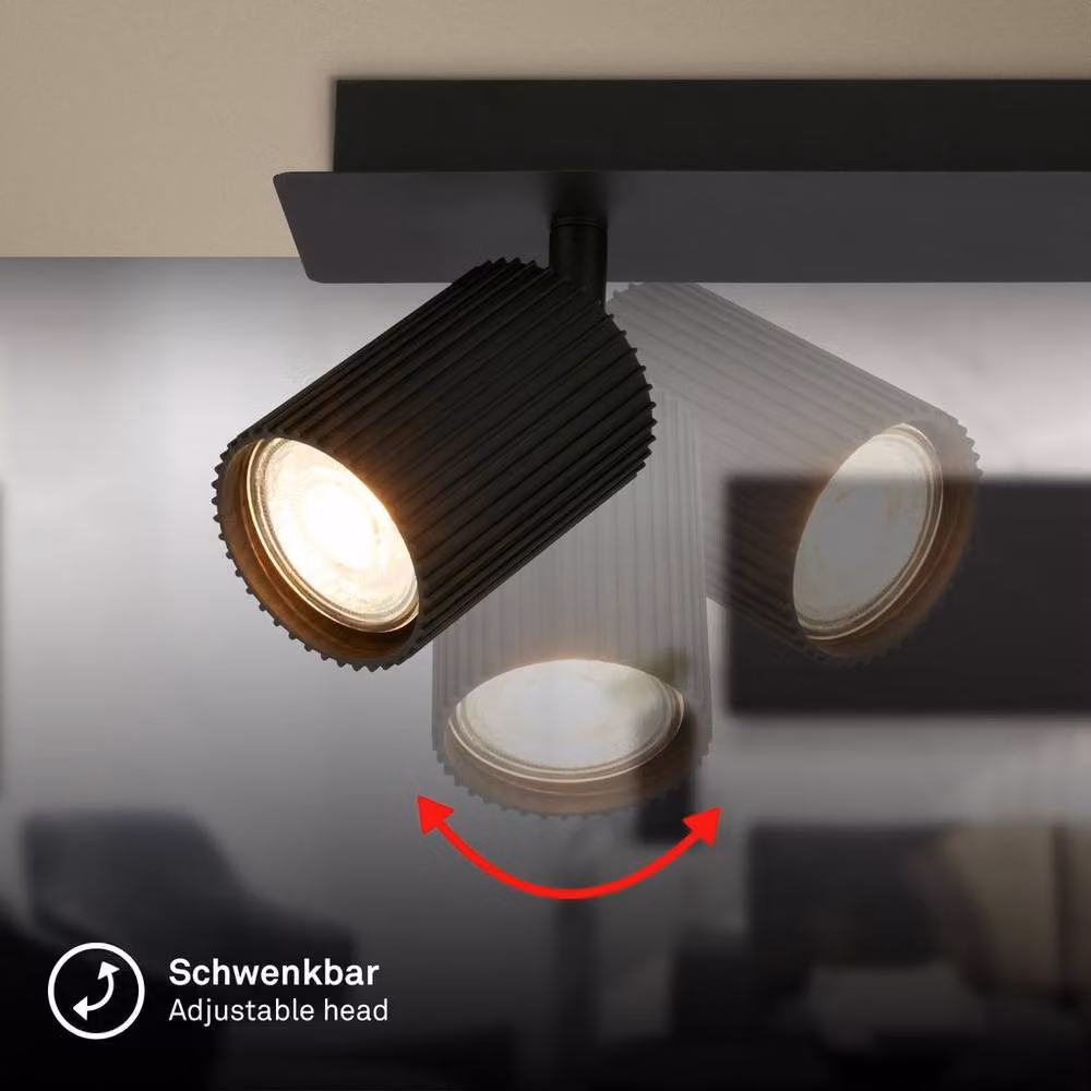 Briloner Black Adjustable 2-Light GU10 Ceiling Spotlight – 3