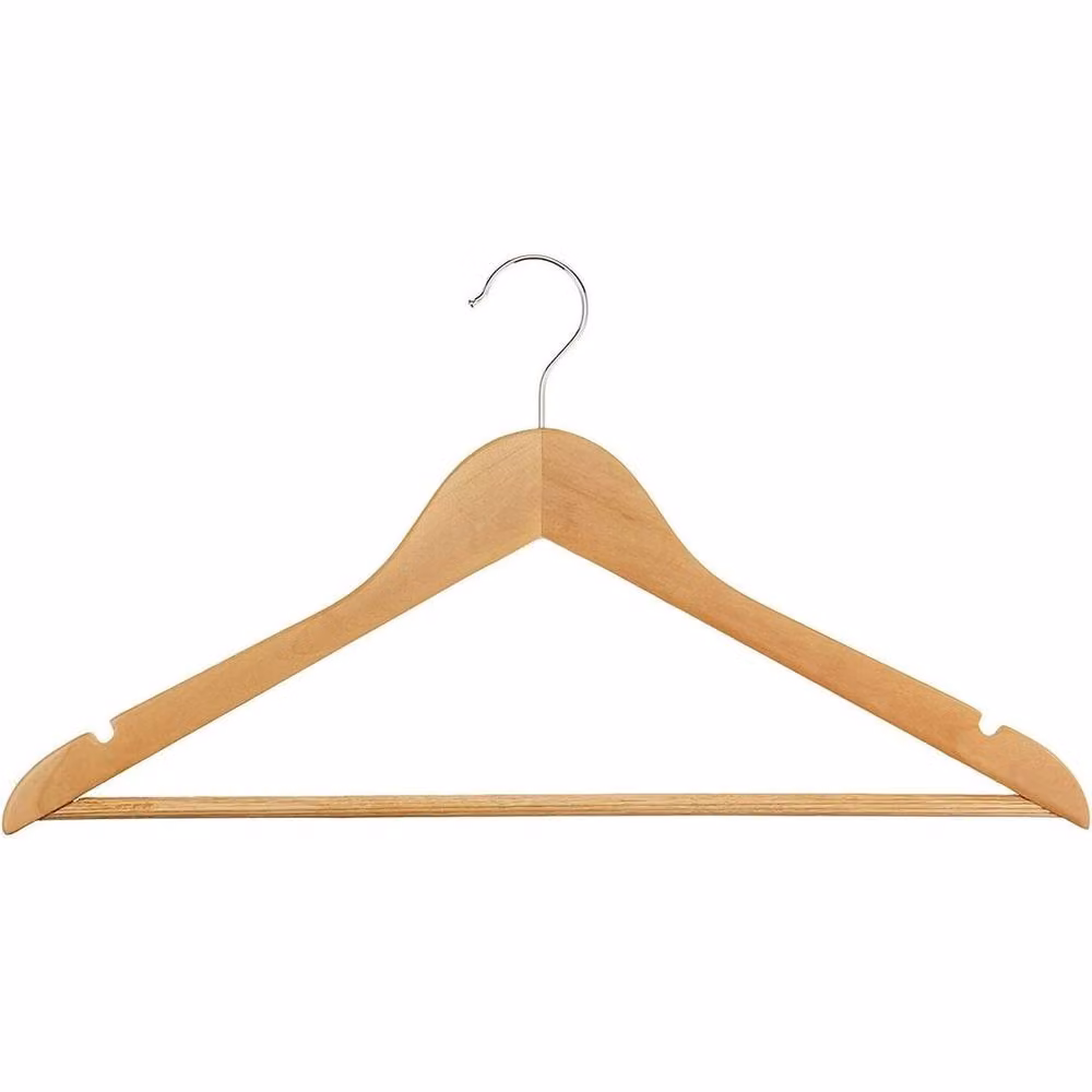 VOGREX 40-Piece Natural Wood Coat Hangers with Trouser Bar and 360 Degree Swivel Hook in Beige – 3