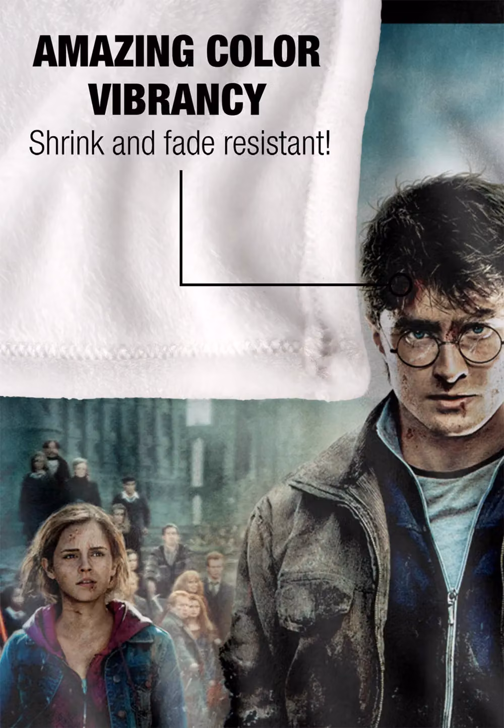 LOGOVISION Harry Potter Deathly Hallows Part 2 Poster Super Soft Fleece Blanket, Multicolour and White, W/D/H: 152 x 127 cm – 8