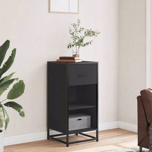 Berkfield Home Modern Black Sideboard in MDF and Metal, W/D/H: 35.5 x 35 x 76 cm – 1