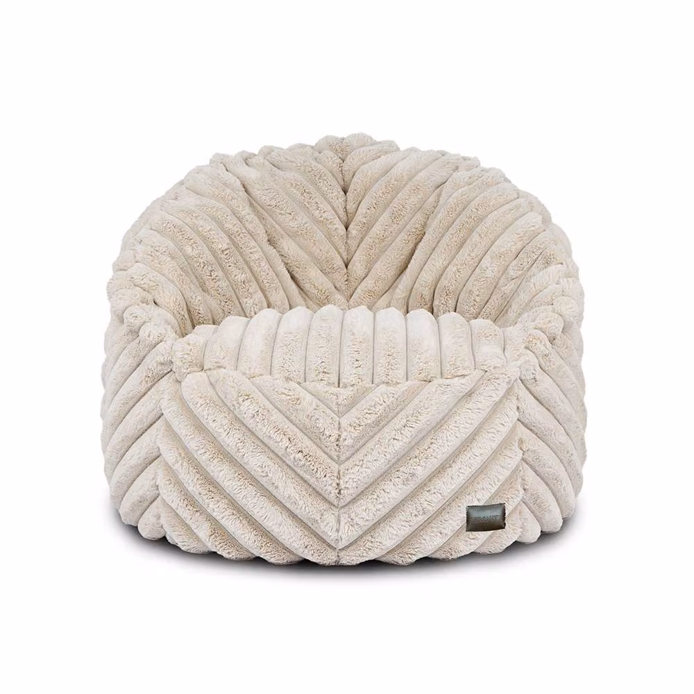rucomfy Faux Fur Ribbed Zen Chair Bean Bag Plush Lounge Seat in Beige – 2