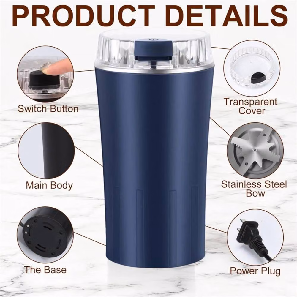 Nordara Mini Electric Coffee Grinder and Spice Blender in Blue, 1000ml – 6