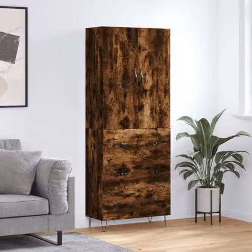 vidaXL Modern Highboard Storage Cabinet in Smoked Oak, W/D/H: 90.0 x 69.5 x 52.2 cm – 2
