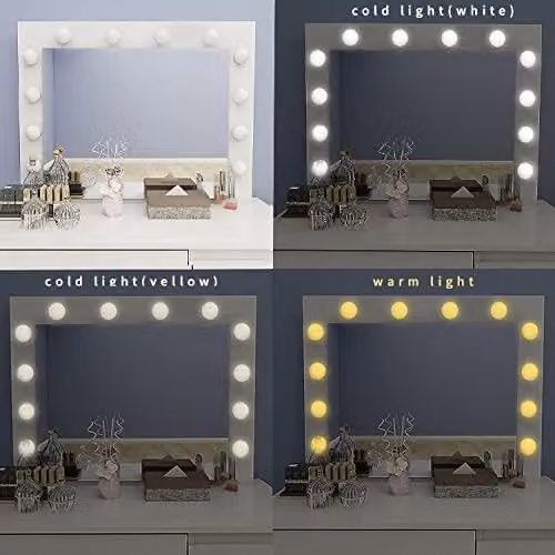 Kosy Koala White Hollywood LED Mirror Dressing Table and Makeup Vanity Desk, W: 94 cm, D: 42 cm, H: 140 cm – 4