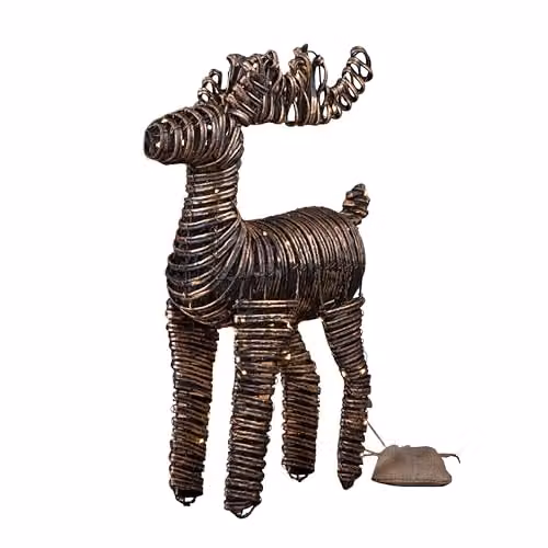 Samuel Alexander Black and Gold Braid Christmas Reindeer with Warm White LEDs, Height: 50 cm – 2