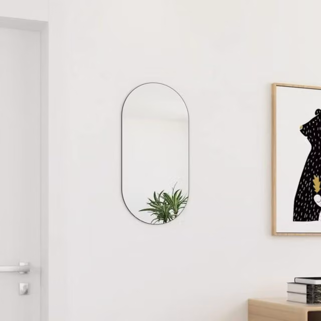 Berkfield Home Rectangular Glass Wall Mirror in White, W: 60 cm, H: 30 cm – 1