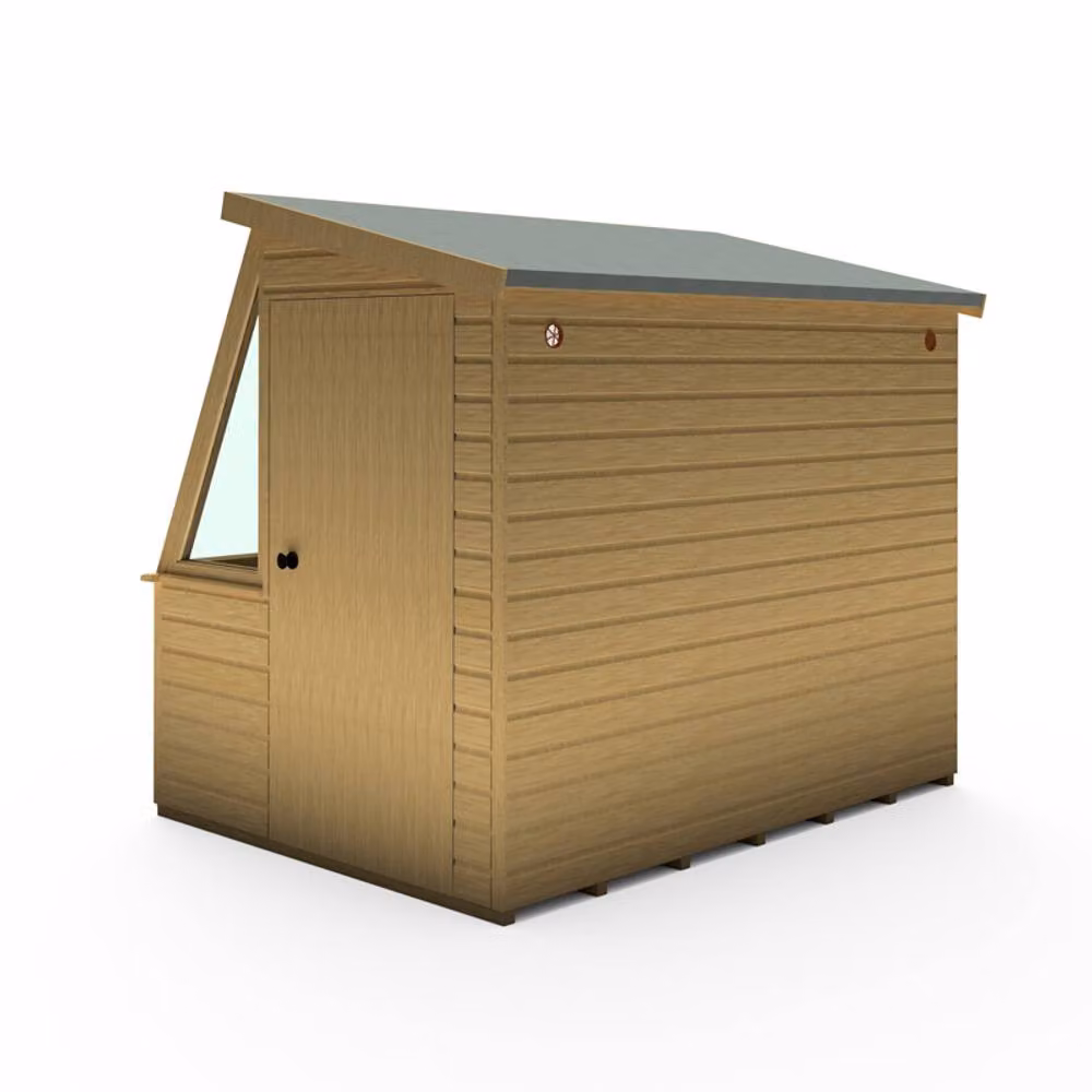 Shires Iceni 8x6' Brown Wooden Potting Shed with Pre-Hung Single Door and Opening Glass Side Window – 2