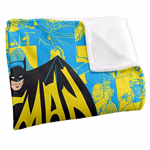 LOGOVISION Batman Classic TV Logo Super Soft Fleece Throw Blanket, Multicolour, W: 152 cm, D: 127 cm – 2