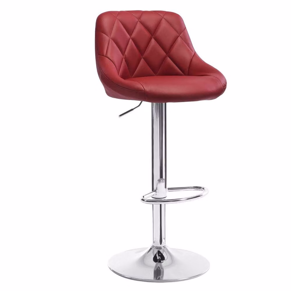 FORGEVIO Set of 2 Modern Swivel Bar Stools in Red Faux Leather with Metal Frame – 2