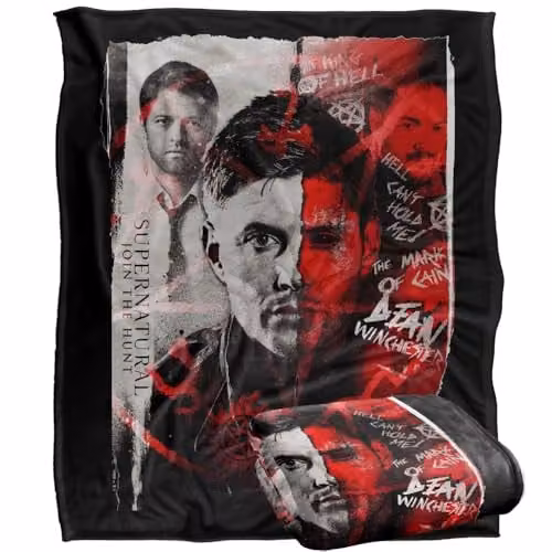 LOGOVISION Supernatural Dean Winchester Demon Silky Touch Super Soft Fleece Throw Blanket, Multicolour, W: 152 cm, D: 127 cm