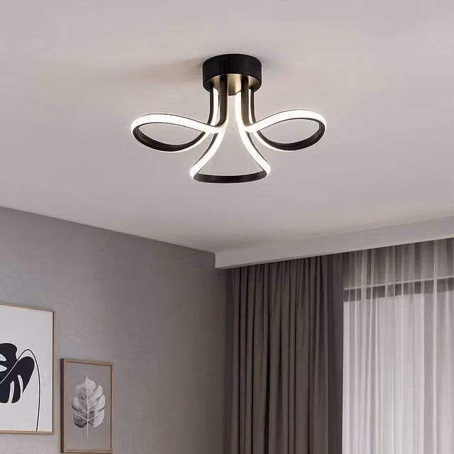 Pagazzi Yara 3 Light Modern LED Semi Flush Ceiling Light in Black – 1