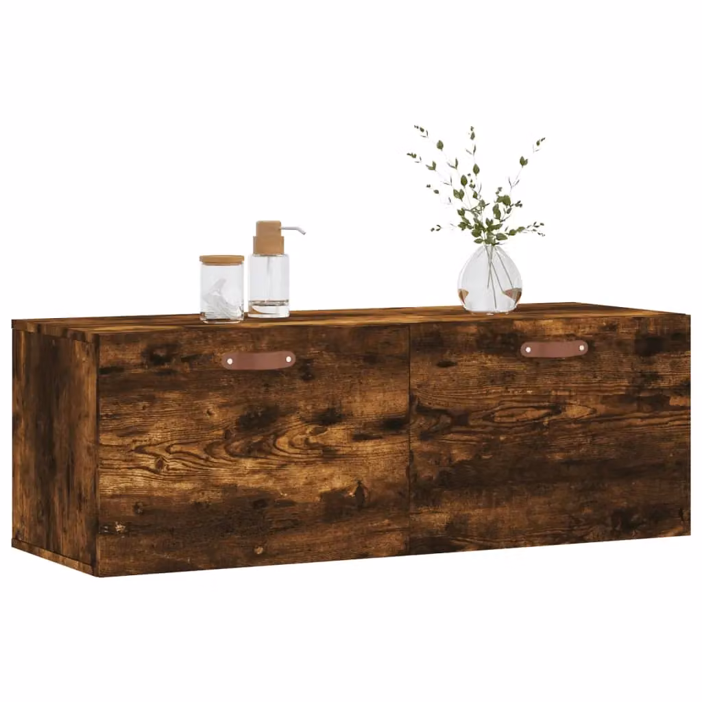Berkfield Home Wall Mounted Smoked Oak Cabinet in Brown, W: 100 cm, D: 36.5 cm, H: 35 cm – 3
