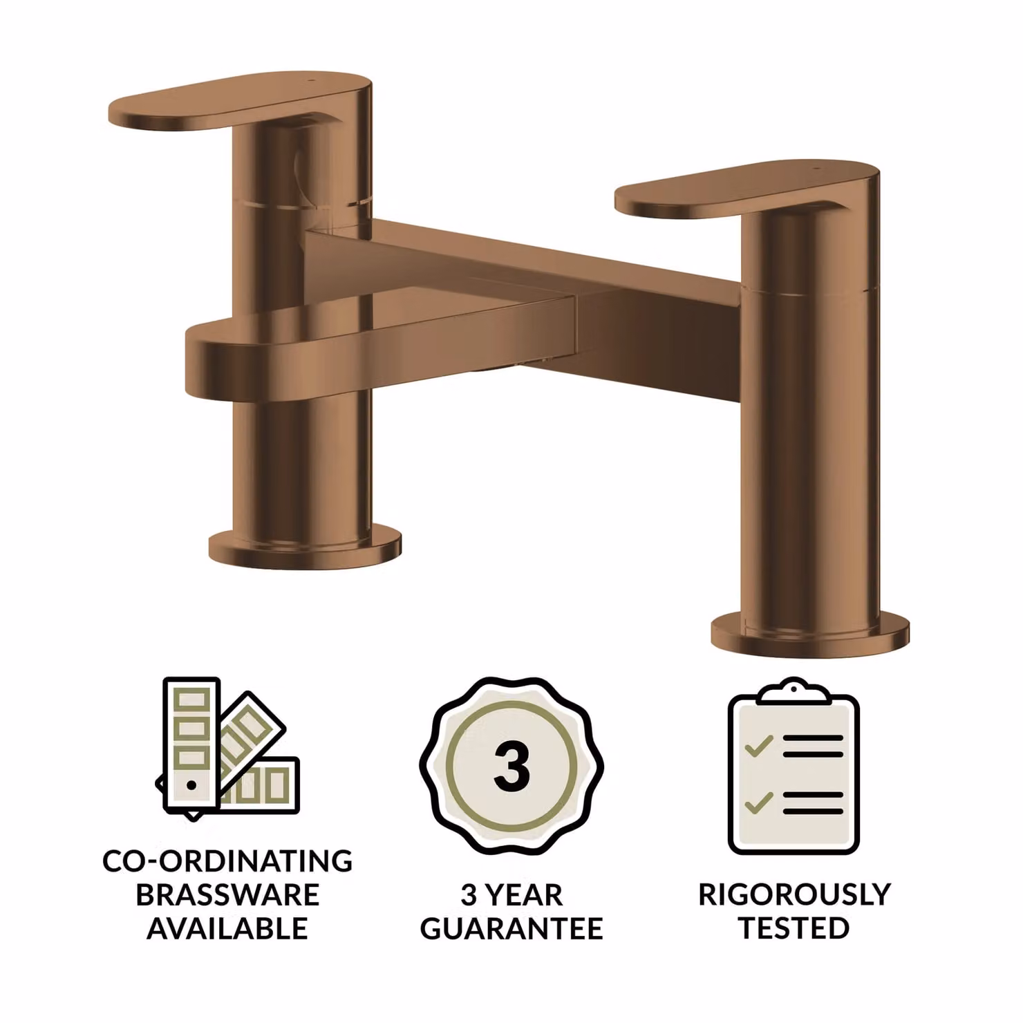 Balterley Current Round Bath Filler Tap with Dual Lever Handles in Brushed Bronze Brown – 2