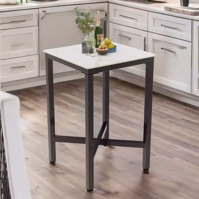 Furnold Industrial Tall Square Bar Table in White