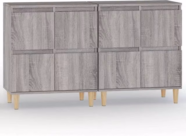 Berkfield Home Set of 2 Grey Sonoma Sideboards, W/D/H: 60 x 35 x 70 cm