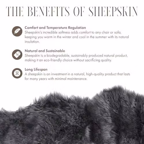 Infinity Leather Genuine Sheepskin Wool Rug in Grey, W 90 cm x D 60 cm – 7