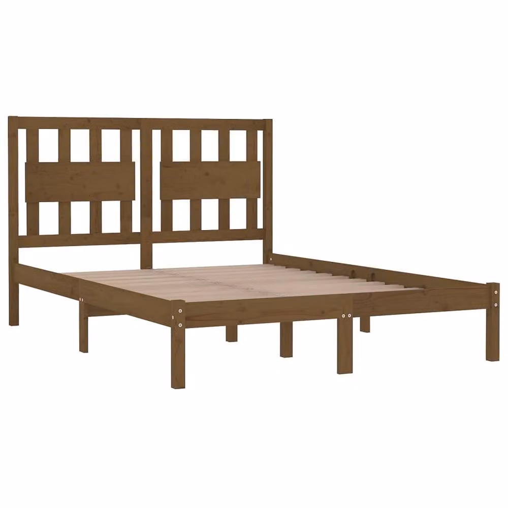 Berkfield Home Beautiful Bed Frame in Brown Solid Pine Wood W/D/H: 200 x 200 x 31 cm – 3