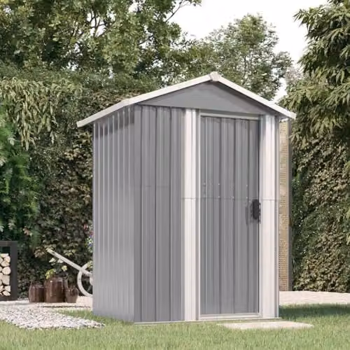 vidaXL Grey Galvanised Steel Garden Shed W/D/H: 126 x 97.5 x 177 cm – 2