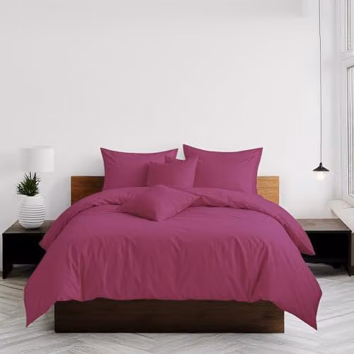 Home Sweet Home UK Plain Dyed Polycotton Duvet Cover and Pillowcase Set in Pink, Double Size (W/D/H: 140 x 200 cm) – 3